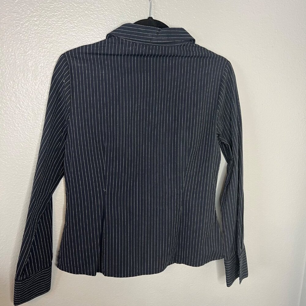 Croft & Barrow Collared Long Sleeve Top Size PS Black‎ White Button Front Office - Picture 8 of 8